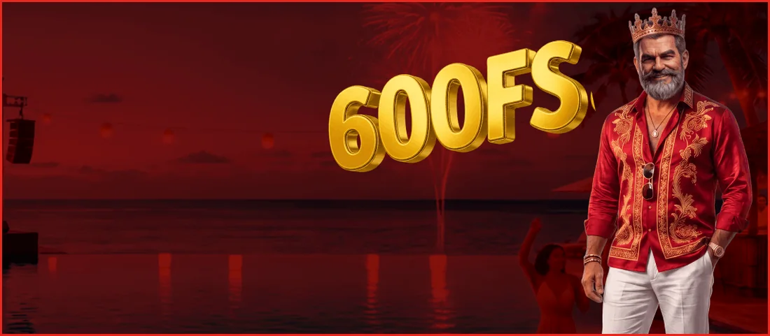 1 King 600 free spin kampanya görseli – masaüstü görünümü