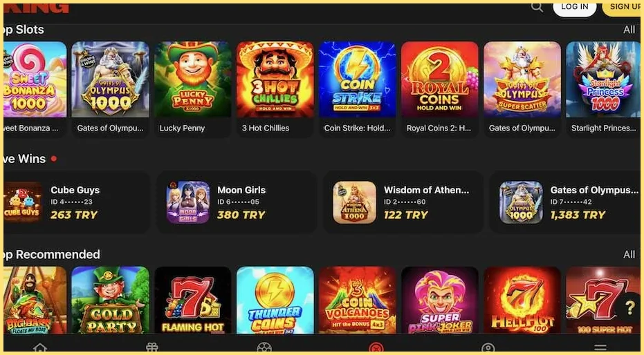 1 King slot lobisi: popüler slotlar ve canlı kazançlar – masaüstü görünümü